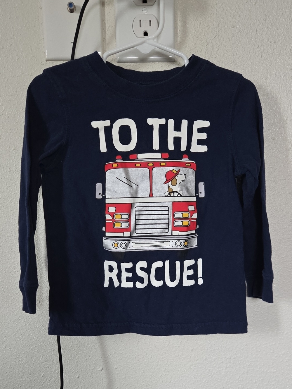 Carter's Navy Long-Sleeve 'To The Rescue!' Fire Truck Tee